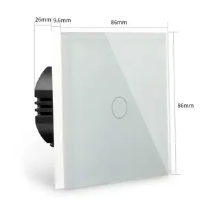 Glass Wall Switch 1 Gang 1 Way Tuya Wifi Smart Home Wall Switch Smart Touch Switch Tempered Glass Panel Light Switch Single Live Wire