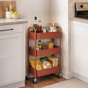 <b>Foldable</b> Rolling Storage <b>Cart</b>, Multi Tier Portable Organizer Rack for Kitchen Bedroom Snack and Home Storage - Product Image 5