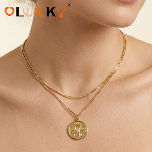 Collar con Colgante de Abeja y Moneda en Acero Inoxidable Chapado en Oro de 18k, Resistente al Agua, para Mujer, Fabricante de Joyería Personalizada LUCKYJIU - Product Image 2