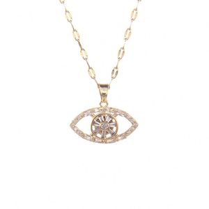Collar De Acero Inoxidable No Fade Stainless Steel Necklace Rotating Zircon Eye <b>Titanium</b> Steel Clavicle <b>Chain</b> Necklace - Product Image 5