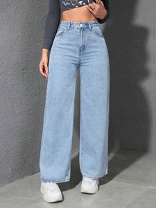 97760-1 Jean large tendance pour <span class=keywords><strong>femme</strong></span>, respirant, délavé, coupe ample, en denim décontracté taille haute - Product Image 2