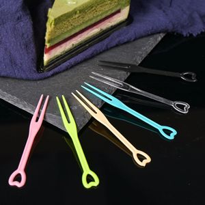 Mini fourchettes en plastique jetables portables de qualité alimentaire de haute qualité et de couleur personnalisée bon marché pour gâteau aux fruits - Product Image 4