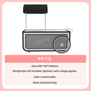 Carrito <span class=keywords><strong>de</strong></span> Comida Móvil con Congelador para Exhibición <span class=keywords><strong>de</strong></span> Helados al Aire Libre, Carrito <span class=keywords><strong>de</strong></span> Comida Ambulante para Ventas en Mercados y Eventos - Product Image 4