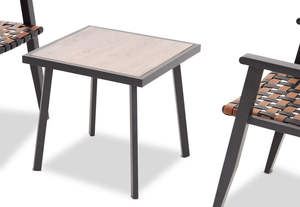 AJUNION 3 pezzi Set di mobili <span class=keywords><strong>da</strong></span> giardino in Rattan tessuto poltrona struttura in metallo <span class=keywords><strong>da</strong></span> esterno <span class=keywords><strong>balcone</strong></span> mobili con <span class=keywords><strong>tavolino</strong></span> - Product Image 5