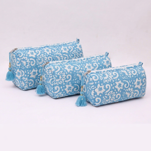 Neceser de algodón acolchado hecho a mano con borla, plegable, lavable, ideal para viajes, de gran capacidad, para el baño - Product Image 1