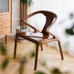 Poltrona da pranzo moderna <span class=keywords><strong>in</strong></span> <span class=keywords><strong>legno</strong></span> massello noce nero con sedile <span class=keywords><strong>in</strong></span> pelle per casa ufficio ristorante/Hotel del nord - Product Image 5