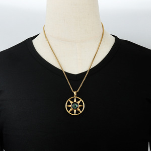 Stainless Steel <b>Compass</b> Pendant Star Shape Unisex Necklace Gold Color Geometric Design 231005 - Product Image 3