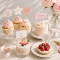 Décorations de gâteau Assorted Wishes, pics à gâteau en papier doré pour la décoration des desserts d'anniversaire et de fête