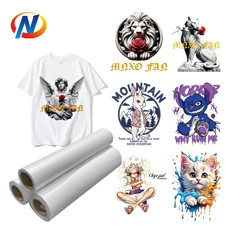 DTF Transfer Film Roll Premium Single Side Clear PreTreat PET Heat Transfer Paper for Dark and Light Fabric