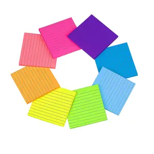 Cheap custom logo customized size 3x3 inches neon color strong adhesive printed lined Sticky Notes memo pads stationery