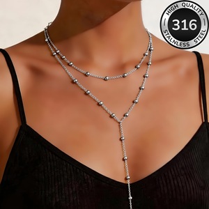 Collier Multicouche Ajustable en Acier Inoxydable Minimaliste de Luxe Léger, Style Européen et Américain, Tendance Transfrontalière pour Femme - Product Image 2