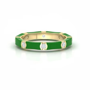 Anillo de Boda de Oro de 18 Quilates con Diamantes Naturales Esmaltados para Mujer, para Fiesta de Compromiso - Product Image 1