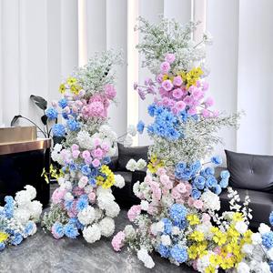Arche de fleurs artificielles en soie en forme de cornes de taureau pour mariage, 8-9 pieds de haut, faite à la main pour la décoration de banquets d'hôtel - Product Image 3
