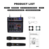 Console de mixage audio mini professionnelle 4 canaux pour microphone sans fil USB DSP, construction métallique, suppression du bruit pour studio
