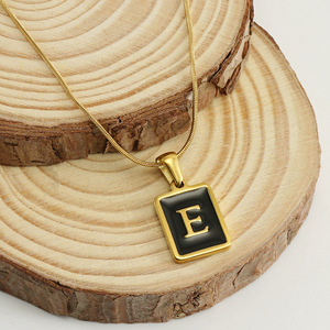 Zogxin Fashion Letter Pendant Necklace 18k Gold Plated Stainless Steel Snake Chain Unisex Jewelry for Women Men - Product Image 4