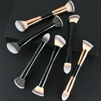 Pinceau de maquillage double embout FENGYUAN pour contouring et blush, manche en forme de sablier, double tête, pour le visage, personnalisable avec logo