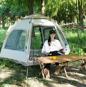 Tenda da campeggio esterna portatile a doppio strato con struttura a una camera da letto resistente alla pioggia e palo in alluminio in tessuto Oxford ispessito - Product Image 3