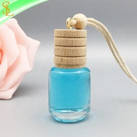 Flacon suspendu en verre vide pour parfum de voiture de 8 ml avec bouchon en bois, flacon diffuseur de parfum pour voiture suspendu