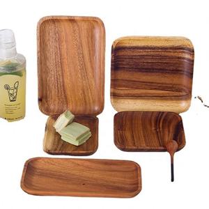 Plateau Coréen Créatif en Bois d'Acacia Écologique, Assiette Rétro pour Hôtel, Plat de Service Occidental, Ensemble de Plats et Bols, Assiette Ronde Gravée, Retour à l'École - Product Image 5