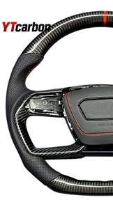 Ytcarbon พวงมาลัยให้ความร้อนสำหรับ <span class=keywords><strong>A6</strong></span> C8 Avant allroad อุปกรณ์ตกแต่งภายในรถพวงมาลัยแบบปรับแต่งได้จริงคาร์บอนไฟเบอร์ - Product Image 6