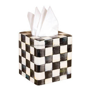 Caja de pañuelos metálica forrada en cuero vintage RAZVI INTERNATIONAL, hecha a mano y duradera para hoteles, decoración del hogar, diseño interior elegante - Product Image 2