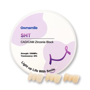 Bloc dentaire Ownsmile SHT 98MM 25MM, disques en zircone céramique, bloc de zircone pour système Cad Cam - Product Image 1