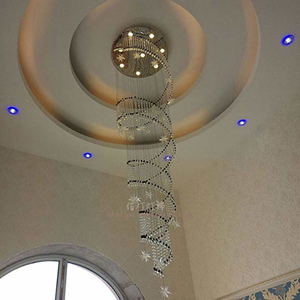 Lampadario a LED per Atrio di Villa Duplex, Lampadario Lungo in Cristallo a Stella per Soggiorno, Illuminazione per Scale in Cristallo - Product Image 5