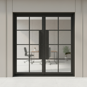 SEYK-0430D Puertas Francesas de Hierro Forjado de Lujo Personalizadas con Cierres para Villa, Diseño Contemporáneo, Superficie Acabada - Product Image 1