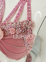 LIUHUO Pole Dance Luxury Flash Drill Competition Performance White Lyrical Dance Dress Customize