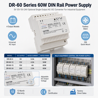 Alimentation industrielle sur rail DIN DR-60 60W 5V 12V 15V 24V, alimentation à découpage CA/CC à sortie unique pour contrôle d'automatisation