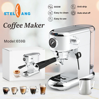 Cafetière à expresso 2 en 1 professionnelle multifonction, Double service en poudre, Semi-automatique, avec cuiseur à vapeur
