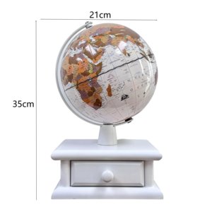 Globo Terráqueo Vintage con Base <span class=keywords><strong>de</strong></span> Almacenamiento <span class=keywords><strong>de</strong></span> Metal y Papel, Globo Decorativo <span class=keywords><strong>de</strong></span> Escritorio <span class=keywords><strong>de</strong></span> Madera Blanca para <span class=keywords><strong>el</strong></span> Hogar, Oficina, Estudio, Regalo - Product Image 2