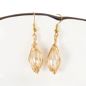 2021 XuQian Handmade Wire Wrapped Pearl Drop Earrings For Christmas Earrings