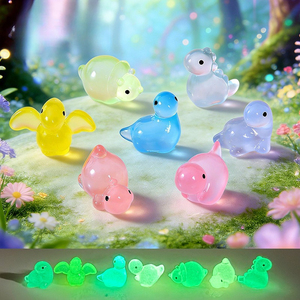 Breloques en résine de dinosaures colorés, figurines de dinosaures lumineuses pour micro-paysages, accessoires de jardin féerique DIY - Product Image 1