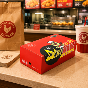 Papier sulfurisé personnalisé de qualité alimentaire Carton <span class=keywords><strong>blanc</strong></span> Pépites de poulet frites et frites Boîte à emporter - Product Image 1