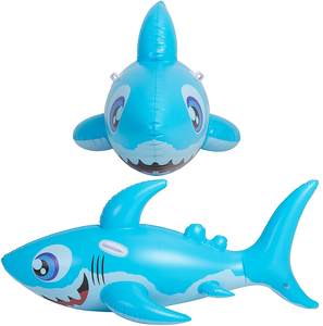 Waterhan Lot de 2 jouets gonflables multicolores requin <span class=keywords><strong>baleine</strong></span> pour enfants, étanches, thermosoudés, pour piscine, avec pompe électrique, 6-8 pieds, AC - Product Image 1
