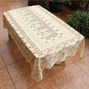 Rectangular Lace <b>Tablecloth</b> Beige <b>Embroidered</b> Geometric Pattern Polyester Home Use - Product Image 3