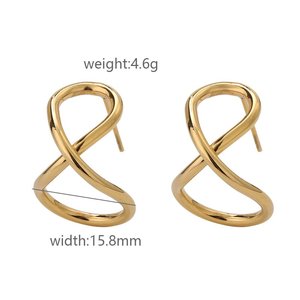 Boucles <span class=keywords><strong>d</strong></span>'oreilles à double tour en acier inoxydable plaqué or, design huggie, hypoallergéniques, <span class=keywords><strong>bijoux</strong></span> minimalistes - Product Image 2