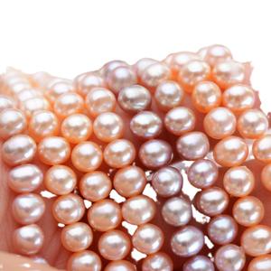 Collier en perles d'eau douce naturelles de 5-6 mm en gros, semi-finies, à forte luminosité, presque circulaires, blanches et roses, perles en vrac - Product Image 5