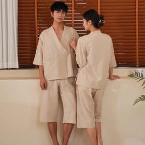 Bata de Baño de Algodón 100% Color Caqui para Hombre y Mujer, Pijama Kimono, Ropa Casual - Product Image 6
