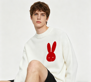 Pull en tricot décontracté à col rond pour homme et femme, à motif en forme de cœur, avec un <span class=keywords><strong>logo</strong></span> <span class=keywords><strong>sur</strong></span> le devant. - Product Image 2