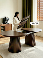 Table à manger ovale extensible en bois massif avec pieds à lattes cannelés, table extensible pour la maison, la cuisine et la salle à manger