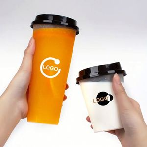 Gobelets jetables durables en PP 90 avec couvercle et paille, 12oz, 16oz, 24oz – Gobelets en plastique pour boissons froides, thé au lait, café glacé, jus - Product Image 1