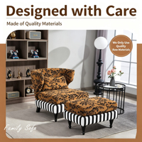 Fauteuil rembourré moderne de style campagne française avec pieds en bois - Chaise mobile pour salle à manger/salon, idéale pour appartement ou chambre