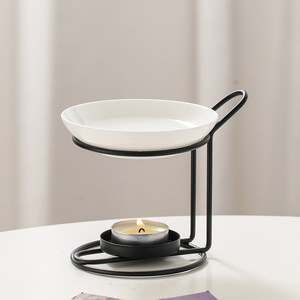 <span class=keywords><strong>Lampe</strong></span> à cire <span class=keywords><strong>chauffante</strong></span> non électrique en fer forgé noir pour huiles essentielles d'aromathérapie - Product Image 2