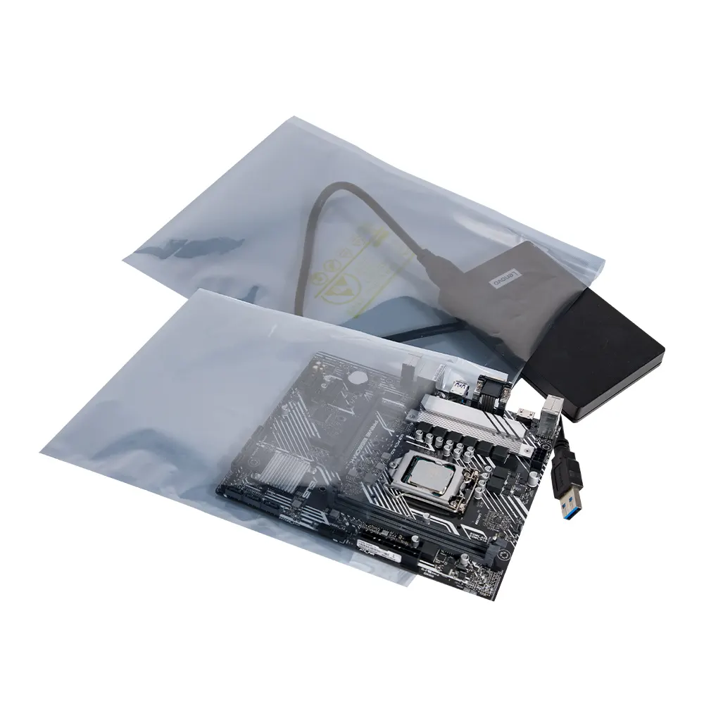 Open Top ESD Antistatic Moisture Zipper Bags Shielding Bags For Electronic Packing Bags