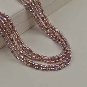 Perles d'eau douce rondes AK naturelles en gros, 3-3,5 mm, forte luminosité, semi-finies, en chaîne, blanches, perles en vrac pour collier DIY - Product Image 2