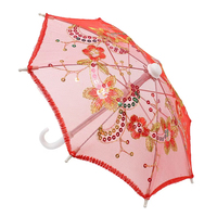 Haute qualité 1:12 maison de poupée accessoires 30cm ouvrable petit pliant métal plastique Mini maison de poupée Miniature dentelle parapluies jouet