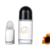 Bouteille cylindre en verre de 30/50ml, déodorant, avec capuchon, boule de roulettes noir ou blanc personnalisable, vente en gros, pièces