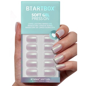 BTArtbox Faux Ongles à Presser Nacrés Scintillants, Courts Carrés, Couleur Unie Argentée, Vente en Gros - Product Image 1